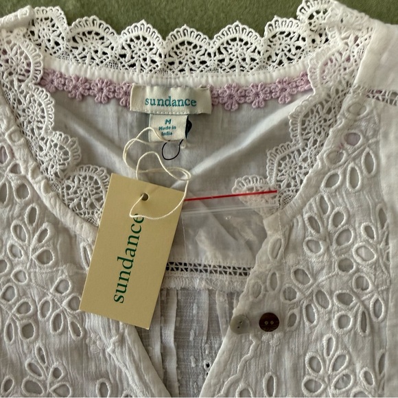 Sundance Valeria Eyelet Pink Shirt Size M - Picture 12 of 12